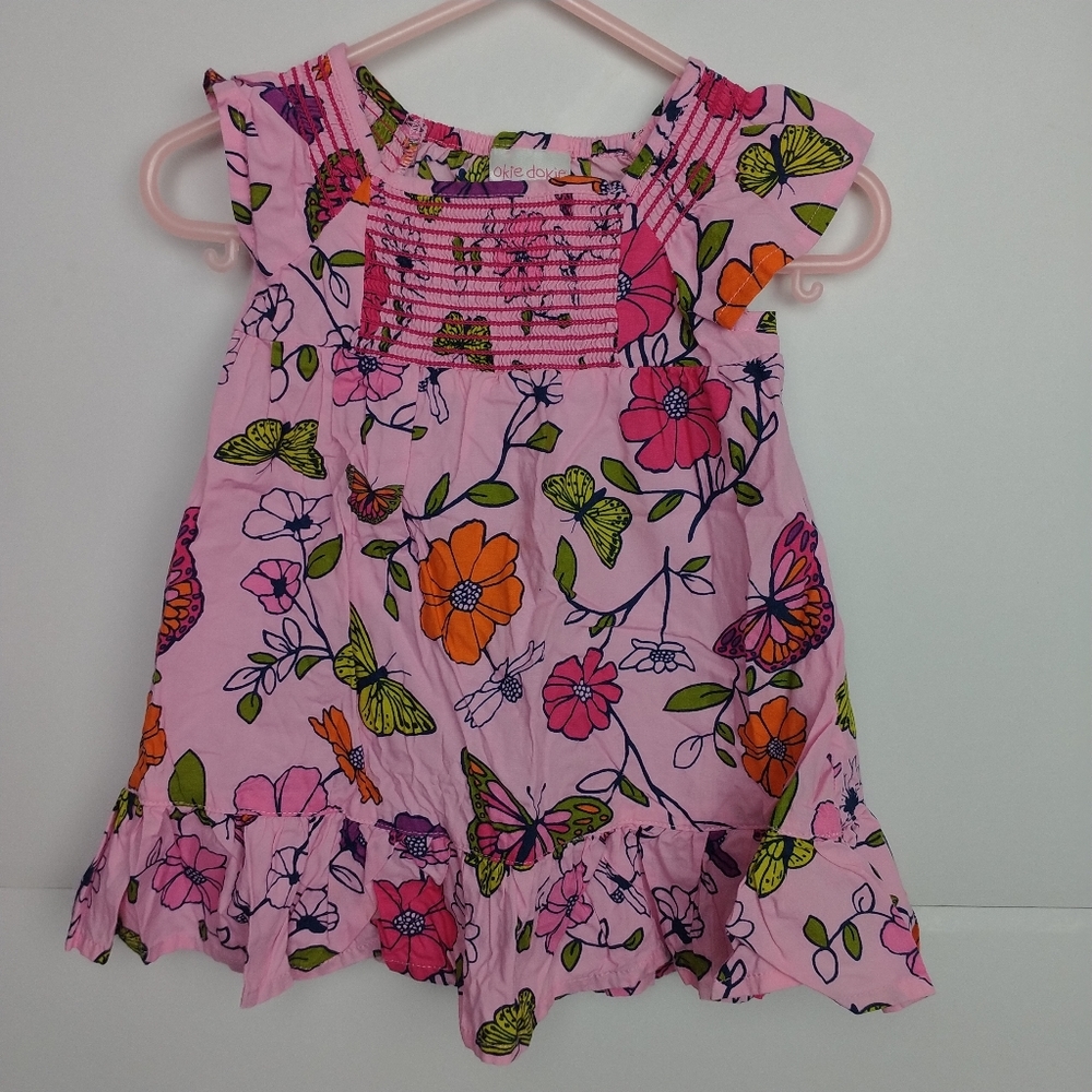 Oakie Dokie Girls Floral Top size 12m smocked